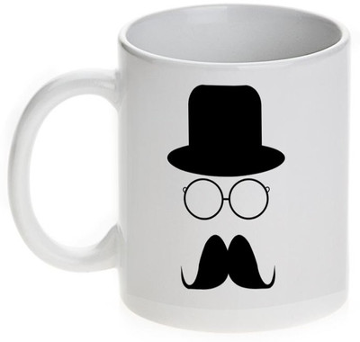 77% OFF on Mugwala Mustach Chasmish Gentalman Funny Ceramic Mug 381 ml