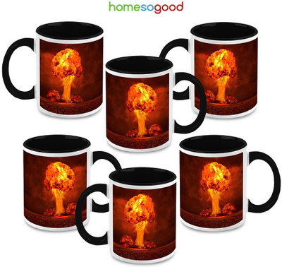 41% OFF on HomeSoGood First Nuclear Test Ceramic Mug 325 ml, Pack of 6