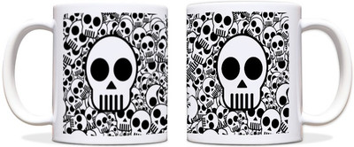 60% OFF on ShopMantra Candy Skull Black Ceramic Mug 300 ml