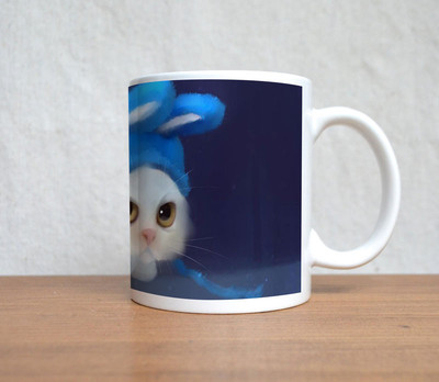 33% OFF on StyBuzz Cute Bunny In Blue Sweater Ceramic Mug 300 ml