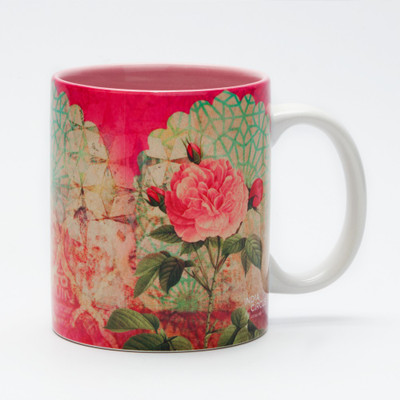 India Circus Pink Rose Ceramic Mug