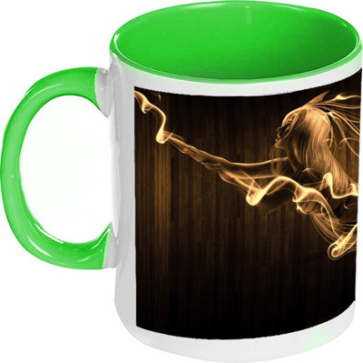 58% OFF on AMY Unique Abstract Lady Inside Green Coffee Ceramic Mug 325 ml