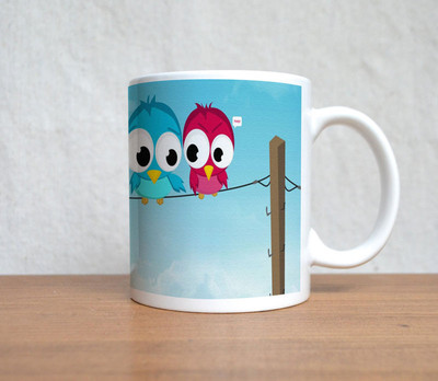 60% OFF on StyBuzz Cute Birds Blue Ceramic Mug 300 ml