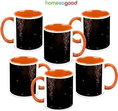 41% OFF on HomeSoGood Falling Coffee Beans QTY 6 Ceramic Mug 325 ml, Pack of 6 41% OFF on HomeSoGood Falling Coffee Beans QTY 6 Ceramic Mug 325 ml, Pack of 6