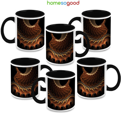 41% OFF on HomeSoGood Big Mysterious Animal Ceramic Mug 325 ml, Pack of 6
