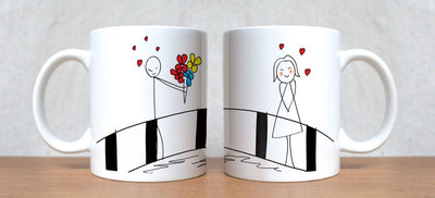 66% OFF on StyBuzz Flowers For The Lady Couple Porcelain Mug 300 ml, Pack of 2