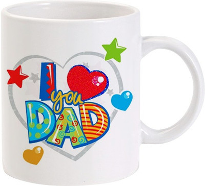 50% OFF on LOLprint I Love You Dad With Hearts And Stars Ceramic Mug 325 ml