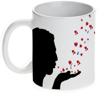63% OFF on Mugwala Flying Kiss with Love for Wife Ceramic Mug 343 ml