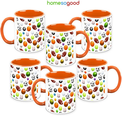 41% OFF on HomeSoGood Chose Your Game 6 Mugs Ceramic Mug 325 ml, Pack of 6