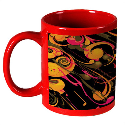 68% OFF on AMY Abstrack Royel Happy Holi Guys Red Ceramic Mug 325 ml