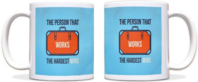 60% OFF on ShopMantra The Hardest Wins Black Ceramic Mug 300 ml