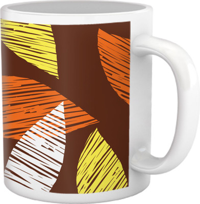 60% OFF on Tiedribbons Shy Shine_Geometric Multicolor_ Leaf Pattern Ceramic Mug 325 ml