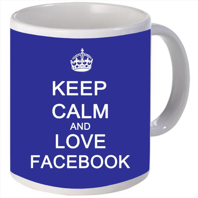 Snoogg Keep calm and love facebook Porcelain Bone China Coffee L Ceramic Mug