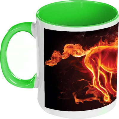 41% OFF on AMY Fire Flame Horse Inside Green Coffee Ceramic Mug