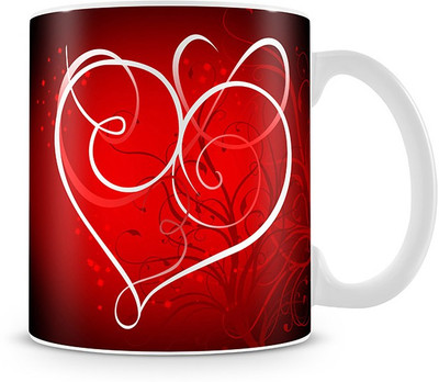 74% OFF on Jupiter09 Abstract Heart Coffee Ceramic Mug 300 ml