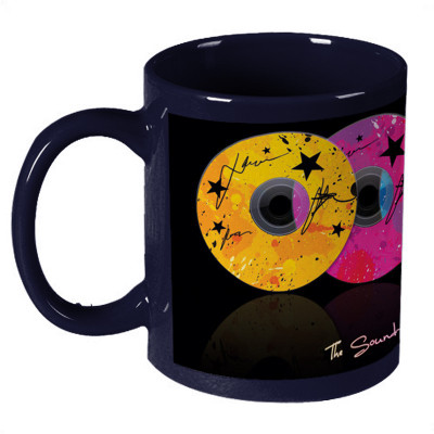 56% OFF on Amy Foour Discs Colorful Dark Blue Ceramic Mug 330 ml