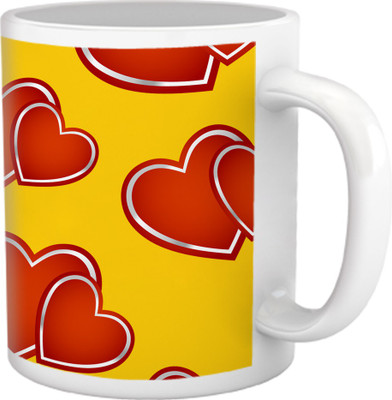 50% OFF on Tiedribbons Love Whisper_Geometric Multicolor_Couple Hearts Pattern Ceramic Mug 325 ml