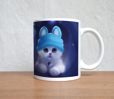 33% OFF on StyBuzz Cute Black And White On Cap Porcelain Mug 300 ml