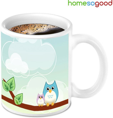 41% OFF on Home So Good Owl Abstract Nature Art Ceramic Mug 280 ml