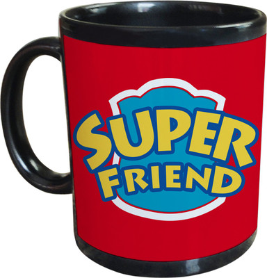 55% OFF on SajawatHomes Gifts For Super Friend Black Coffee Ceramic Mug 350 ml