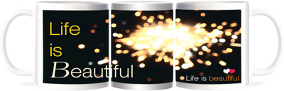 50% OFF on Refeel Gifts Life Is Beautiful Festival Quote Ceramic Mug 325 ml 50% OFF on Refeel Gifts Life Is Beautiful Festival Quote Ceramic Mug 325 ml