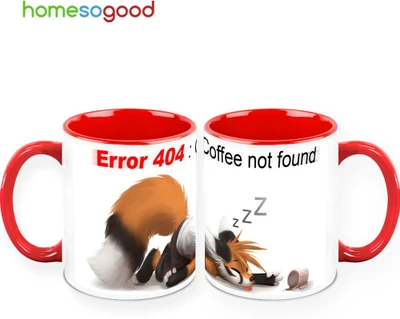 37% OFF on HomeSoGood 404 Coffee Not Found QTY 2 Ceramic Mug 325 ml, Pack of 2
