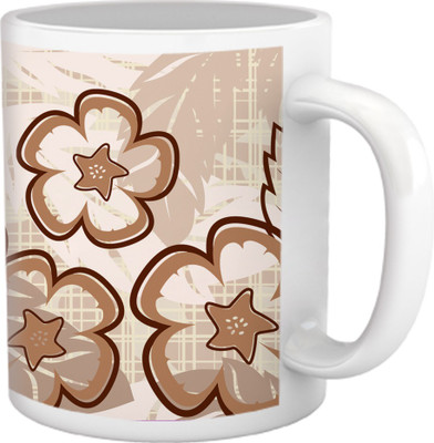 60% OFF on Tiedribbons Geometric Cute_Floral Pattern_Light Brownish Shade Ceramic Mug 325 ml