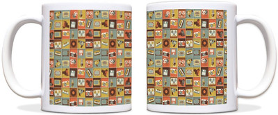 60% OFF on ShopMantra Vintage Music Pattern Black Ceramic Mug 300 ml