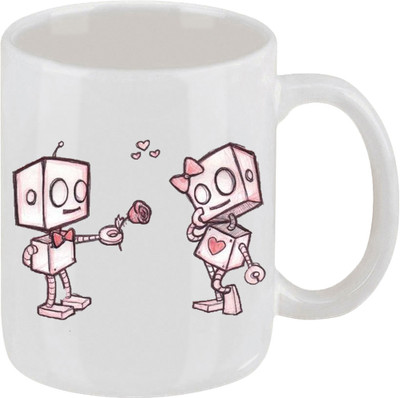16% OFF on Ellicon 48 Robot Couple Ceramic Mug