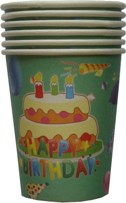 ShopAParty Happy Birthday Cake Cyan Paper Mug ShopAParty Happy Birthday Cake Cyan Paper Mug