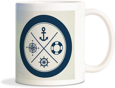 68% OFF on Shoprock Ship Wheel compus anchor tube vector Coffee Ceramic Mug 450 ml
