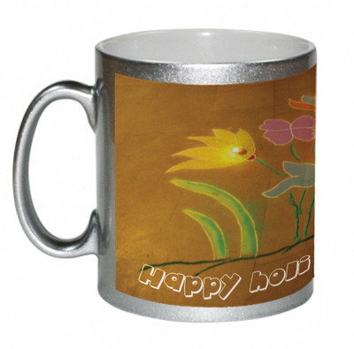 55% OFF on AMY Beautiful Happy Holi Flower Rangoli Design Ceramic Mug 325 ml