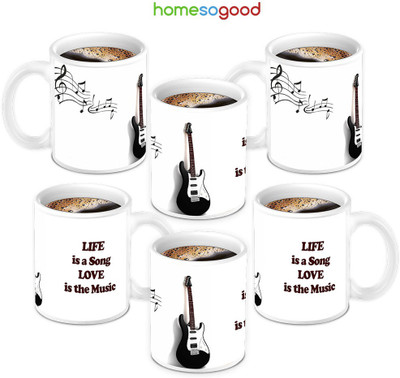 49% OFF on Homesogood The Sound For Nirvana Ceramic Mug 280 ml, Pack of 6