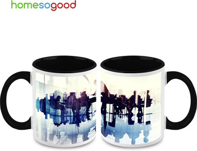 37% OFF on HomeSoGood An Official Meeting Ceramic Mug 325 ml, Pack of 2
