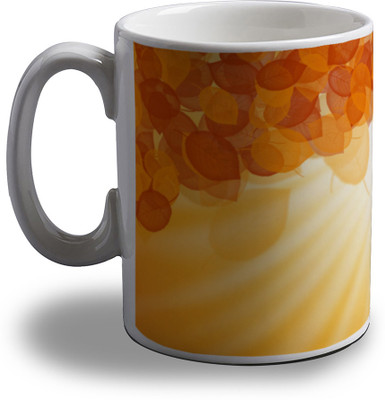 15% OFF on Artifa Orange Leaves Porcelain, Ceramic Mug 350 ml