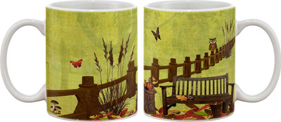 15% OFF on Artifa Bench And Fence Abstract Porcelain, Ceramic Mug 350 ml
