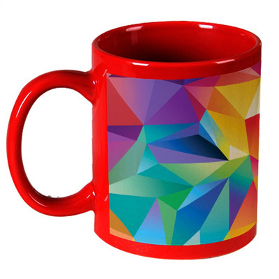 68% OFF on AMY Abstrack Colorful Daimond Art Red Ceramic Mug 325 ml