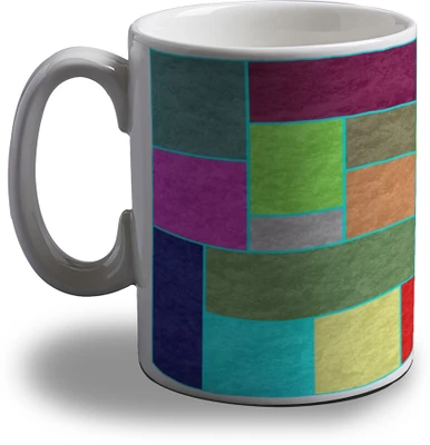 15% OFF on Artifa Colourful Blocks Amg0738 Porcelain, Ceramic Mug 350 ml