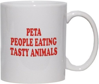 40% OFF on Teeskart People Eating Tasty Animals Peta Porcelain Mug 300 ml