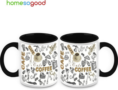 37% OFF on HomeSoGood A Hard Earned Coffee Ceramic Mug 325 ml, Pack of 2