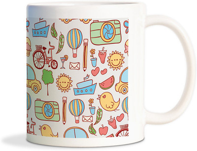 81% OFF on AMY Colourfull Doodle Coffee Ceramic Mug 450 ml