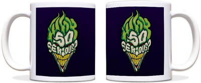 60% OFF on ShopMantra Why So Serious Cone Shape Face Black Ceramic Mug 300 ml