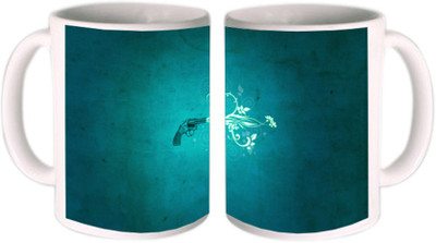 25% OFF on Shopkeeda Floral Pistol Ceramic Mug 350 ml
