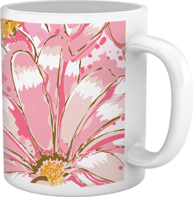 60% OFF on Tiedribbons Geometric Toned_Dense Floral Pattern_Pink Shade Ceramic Mug 325 ml