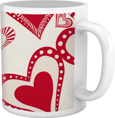 50% OFF on Tiedribbons Love Whisper_Geometric Multicolor_ Real Hearts Pattern Ceramic Mug 325 ml