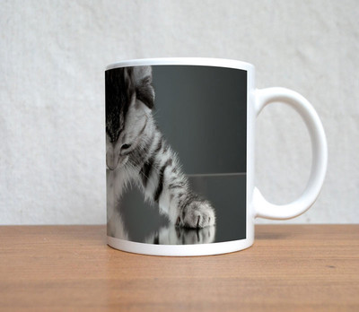 60% OFF on StyBuzz Cute Grey Kitty Playing Ceramic Mug 300 ml