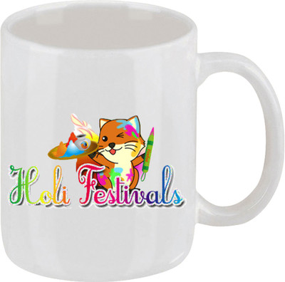 28% OFF on Ellicon C59 Holi Festival Coffee Ceramic Mug 325 ml