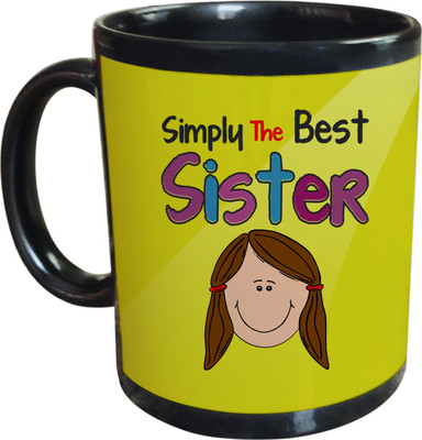 55% OFF on SajawatHomes Simply The Best Sister Black Coffee Ceramic Mug 350 ml