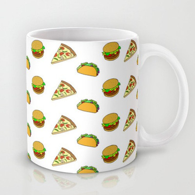 58% OFF on Astrode Pizza Taco Burger Pattern Ceramic Mug 325 ml