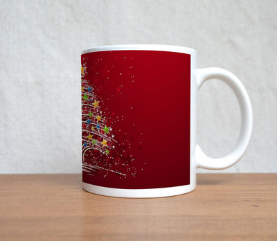33% OFF on StyBuzz Red Christmas Tree Art Ceramic Mug 300 ml